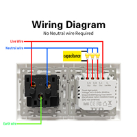 NOVSKI Interrupteur et prise intelligents Wi-Fi standard UE avec USB PD 20W et Type-C, panneau de commande en verre trempé, contrôle via l'application Tuya