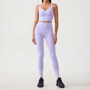 Conjuntos de Yoga Personalizables de Alta Calidad para Mujer, Moda 2025, Spandex/Nailon, Cintura Elástica Sólida, 2 Piezas, Secado Rápido, Sin Costuras - Product Image 3