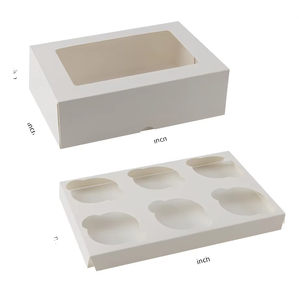 Giấy trắng cupcake và hộp thực phẩm với cửa sổ rõ ràng 6 lỗ 12 lỗ miễn phí gấp hộp bánh ngọt cán bóng để lưu trữ thực phẩm - Product Image 1