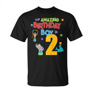 T-shirt bicolore incroyable pour enfants de 2 ans pour les fêtes d'anniversaire sur le thème du cirque, article promotionnel - Product Image 2