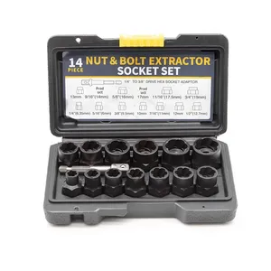 Ensemble d'extracteurs de vis et d'écrous de 14 pièces, douille à filetage inversé, filetage coulissant, anti-vol, vis cassée, écrou <span class=keywords><strong>cassé</strong></span>, outil de démontage - Product Image 1