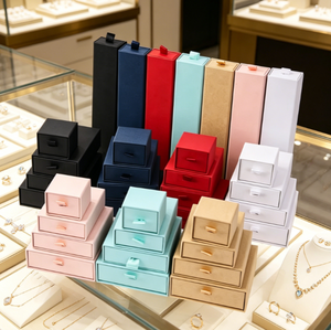 Wholesale Rectangle Paper <b>Jewelry</b> <b>Box</b> with Logo Packaging Luxury Drawer Organizer for Bracelet and <b>Necklace</b> - Product Image 5