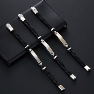 Custom 316l Stainless Steel <b>Men</b> <b>Bracelet</b> <b>Engrave</b> 14k 18k Gold Plated Fashion Multi-layer Leather Braided <b>Bracelets</b> for <b>Men</b> - Product Image 6