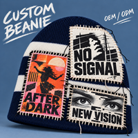 Bonnets personnalisés DYMF avec logo, patchs appliqués effilochés, style gothique punk, bonnets tricotés amples unisexes, vente en gros