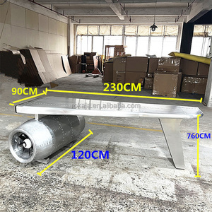 Rivetti in lamiera di alluminio tavolo da ufficio aviazione <span class=keywords><strong>Vintage</strong></span> Wing Desk accoglienza industriale Bar in <span class=keywords><strong>metallo</strong></span> tavolo Boss Computer scrivanie - Product Image 6
