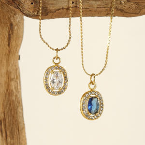 Collana in acciaio inossidabile placcato oro 18 carati all'ingrosso collana con zirconi a cuore collana con ciondolo a goccia di diamanti per le donne - Product Image 6