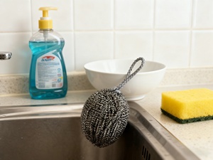 ลูกขัดสแตนเลสแบบใช้ซ้ำได้ สำหรับล้างจาน ลูกขัดใยเหล็กสำหรับงานหนัก พร้อมห่วงแขวน - Product Image 4