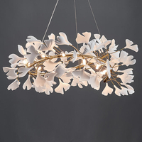 Lustre décoratif de branche en céramique de luxe de feuilles pour salon salle à manger chambre à coucher