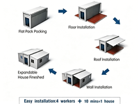 Casa Contenedor Expandible Moderna de 2 a 4 Dormitorios, Diseño Flexible, Estructura de Acero Prefabricada para Hoteles y Villas, Diseño Plegable Americano