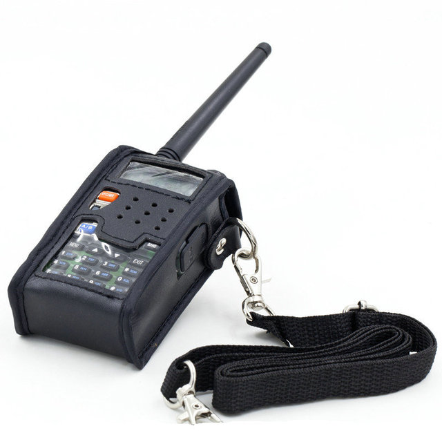 Walkie Talkie Case PU Leather Holster with Transparent PVC 9 Hole Design for Baofeng UV5R UV5RA UV5RE TYT TH-F8