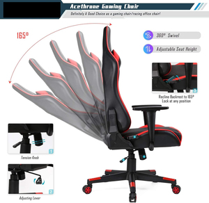 Silla Gamer Giratoria Roja Más Vendida, Silla de Oficina para Videojuegos, Soporta 400 Libras, Silla para Adultos con Respaldo Alto y Reposapiés - Product Image 5