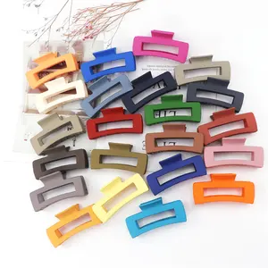 Custom 10.5CM Large Matte Hair Claw Clip Rectangle Multi Candy Color Eco Friendly Plastic Claw Clips For Women