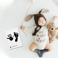 Lot de 14 cartes de jalons de développement pour bébé sans encre, kit d'empreintes manuelles et de pieds, kit d'empreintes de pieds pour nouveau-né