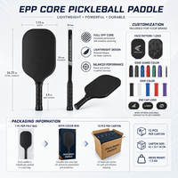 Raquette de pickleball professionnelle en fibre de carbone, matériau hybride à surface haute granulométrie, approuvée USAPA, corps large, épaisseur 20 mm