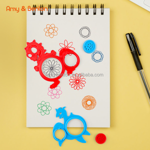 Kit di disegno artistico a spirale dinosauro a forma di spirale spirografo Stencil in plastica modello di disegno righello per bambini - Product Image 6