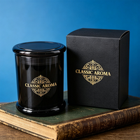 Stoples Lilin Mewah 8oz 10oz 12oz Coklat Stoples Lilin Kaca Kosong dengan Tutup Custom
