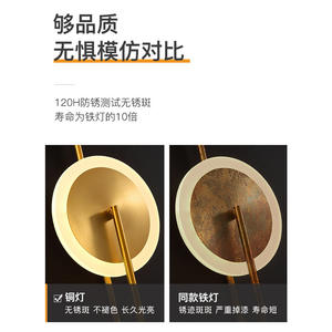 โคมไฟติดผนังทองแดงสไตล์นอร์ดิกโมเดิร์นมินิมอล สำหรับห้องนั่งเล่นหรูหรา ตกแต่งห้องนอน โถงทางเดิน - Product Image 3