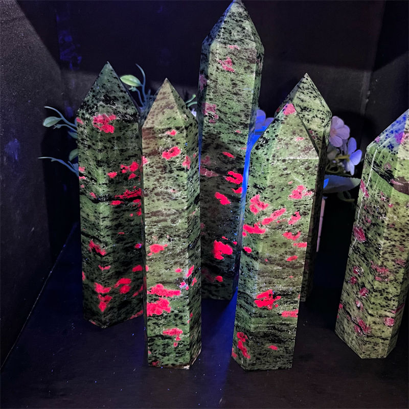 Ruby Crystal Tower High Quality Fluorescent Towers Healing Crystal Tower Ruby in Zoisite ...