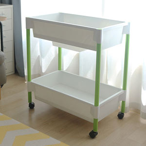 Jardinière rectangulaire à 2 niveaux en plastique léger et peu encombrant, support moderne pour pot de fleurs vertical, pour jardin intérieur et extérieur - Product Image 1