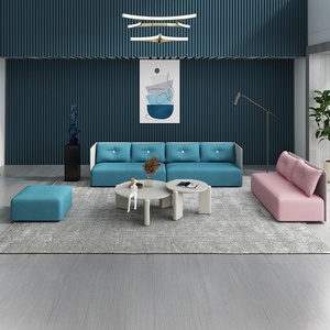 Meet&Co Modern Modular Office Lounge Sofa <b>Set</b> with Sofa Bed <b>Massage</b> Reclining Features-Fabric Covered Commercial Use - Product Image 4
