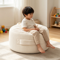 Housse de pouf de rangement ergonomique ronde en velours côtelé lavable en polyester pour enfants et adultes