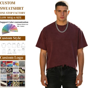 เสื้อยืดครอปผู้ชาย TKAN695D ผ้าคุณภาพสูง ทรงหลวม สไตล์วินเทจ ทำสีซีดแบบดิสเทรส ทรงโอเวอร์ไซส์ ผ้าหนา 100% ผ้าฝ้าย - Product Image 1