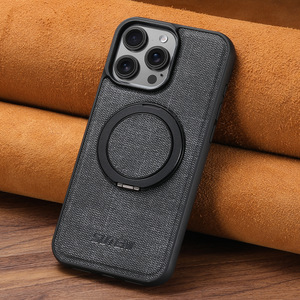 Funda de teléfono con textura de lona con soporte giratorio de metal Funda de teléfono magnética para <span class=keywords><strong>iPhone</strong></span> 16 Pro Max 15 14 - Product Image 6