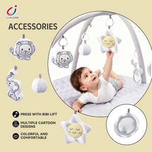 Tapis d'éveil rond en coton doux et apaisant Chengji pour bébé, avec jouets suspendus et hochets pour le temps sur le ventre - Product Image 3