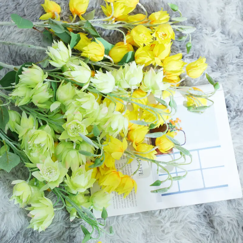 คุณภาพสูง Campanula ดอกไม้ประดิษฐ์ตกแต่งบ้านราคาถูกขายส่งดอกไม้ประดิษฐ์สีขาวสีชมพูดอกไม้ผ้าไหม