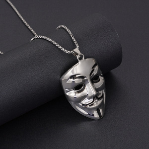 Collares de Moda Hip-hop <span class=keywords><strong>con</strong></span> Colgante de Máscara de Joker de V <span class=keywords><strong>para</strong></span> VENDETTA <span class=keywords><strong>para</strong></span> Hombre, Accesorios de Joyería - Product Image 2