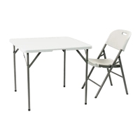 Table pliante simple en HDPE blanc moulé par soufflage pour l'extérieur, table portable carrée, table pliante carrée