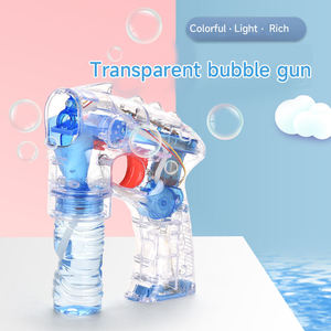 Pistola de Burbujas Transparente con Funcionamiento a Batería para Exteriores, Pistola de Burbujas Automática para Niños con Botella de Solución - Product Image 2