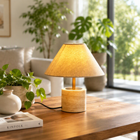 Lampe de table en pierre de travertin jaune style Wabi Sabi pour salon, chambre à coucher, hôtel, table de chevet