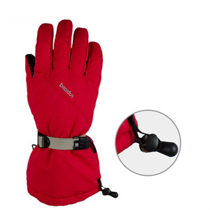 Gants de ski Bodin rouge et noir unisexe, imperméables, coupe-vent, avec manchette extensible et sangle - Product Image 2