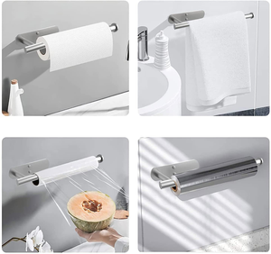 ステンレス製ペーパータオルホルダー 粘着式 壁掛け 戸棚下 キッチン用 - Product Image 4