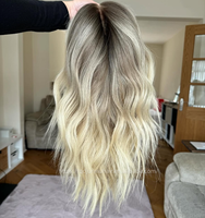 Perruque Naturelle Sans Couture de Qualité Supérieure en Cheveux Humains Vierges Européens Caucasiens, Couleur Balayage Champagne Doré Cendré, Qualité Salon, pour Femmes Blanches
