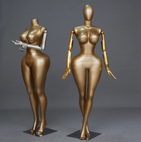 Mannequins BBL en plastique pour femme, taille plus, corps entier, avec poitrine et hanches généreuses, corps courbé, couleur or, vente en gros d'usine