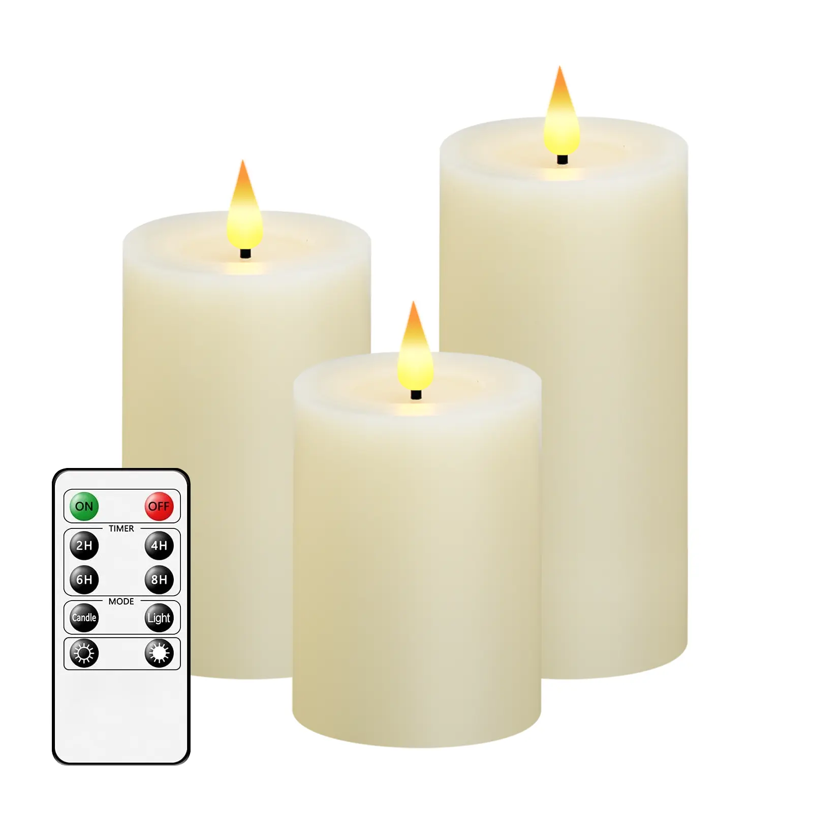 Nuovo stile cera reale 3 dimensioni candele con telecomando 2/4/6/8 timer all'ingrosso pilastro candele di alta qualità