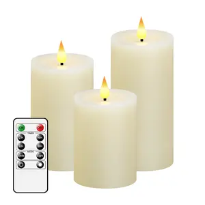 New Style Real Wax 3 Sizes Candles With Remote Control 2/4/6/8 Timer Wholesale Pillar Candles High Quality Candles
