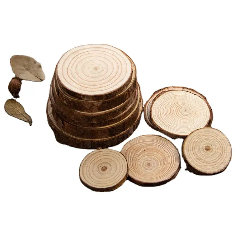 Disco de madeira de pinha natural personalizado, eco-friendly, redondo para diy