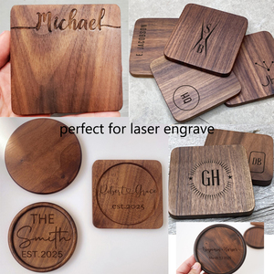 Lot de 50 sous-verres en bois naturel-Sous-verres rustiques en bois de noyer noir de qualité supérieure pour les ébauches de gravure au laser - Product Image 2