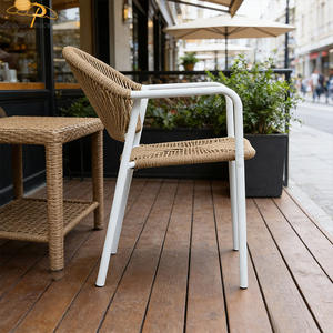 Popular barato al aire libre Patio sillas aluminio blanco marco apilable monobloque ratán <span class=keywords><strong>jardín</strong></span> comedor sillas - Product Image 3