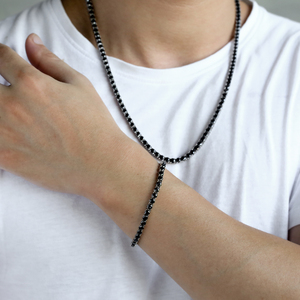 Collier chaîne tennis en <span class=keywords><strong>or</strong></span> <span class=keywords><strong>blanc</strong></span> 5 mm 18 pouces avec zircon noir glacé, bijoux hip hop KRKC&CO - Product Image 5
