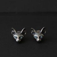 Gothique Punk Vintage Argent Plaqué Sphinx Chat Boucles D'oreilles pour Femmes Hommes Personnalité Creative Chat Boucles D'oreilles Mode Bijoux Cadeaux