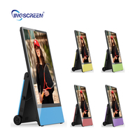 Ingscreen 32 43 pulgadas al aire libre impermeable pantallas de publicidad portátiles alimentado por batería móvil quiosco Tótem al aire libre Lcd pantalla Led