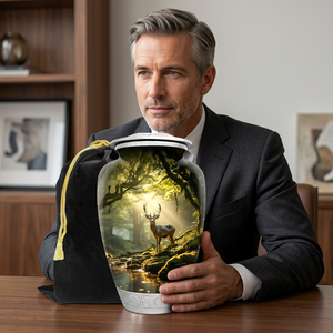 Urne funéraire pour animaux de compagnie, biodégradable, faite à la main, en verre, moderne, grande capacité, personnalisée et gravée - Product Image 1