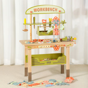 나무 녹색 대형 도구 테이블 척 게임 세트 너트 제거 나사 조립 시뮬레이션 수리 목수 장난감 조립 장난감 - Product Image 2