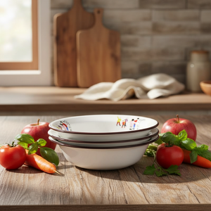 卸売 大口漫画柄金属製エナメルボウル 野菜・果物サラダボウル 耐熱性 - Product Image 3