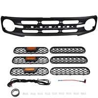 6 pièces inserts de calandre avant en ABS avec éclairage LED ambre pour Bronco 2021-2026, garniture de calandre en maille de remplacement, neuf