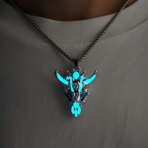 Collares con colgante de calavera de animal luminoso de Halloween, luces nocturnas Vintage multicolores, collar con cabezas de calavera fresca - Product Image 1